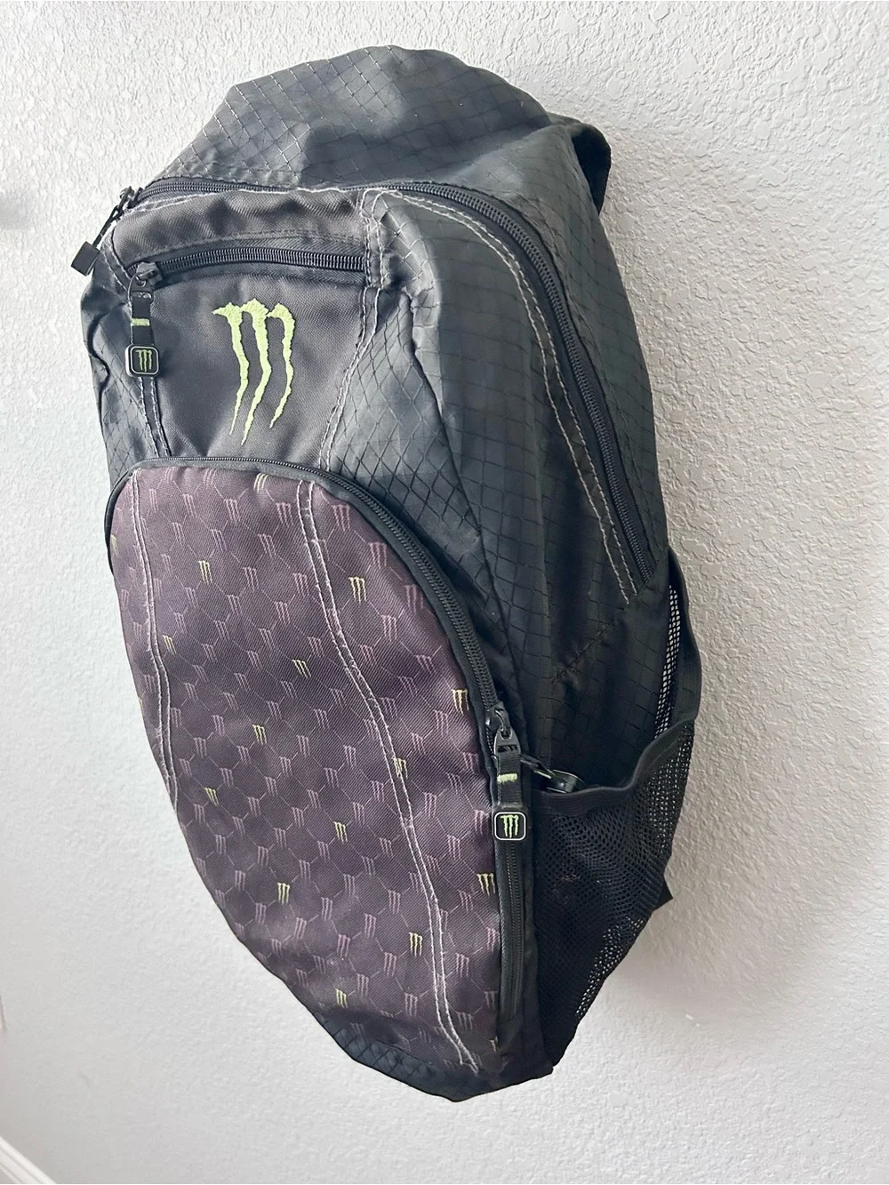 Y2K Monster Energy Drink Promo Laptop Backpack Black Green Bookbag Carry On Bag